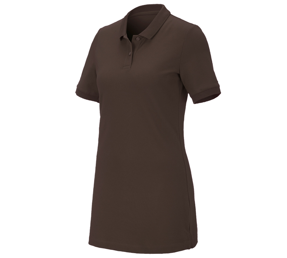Trička | Svetry | Košile: e.s. Pique-Polo cotton stretch, dámské, long fit + kaštan