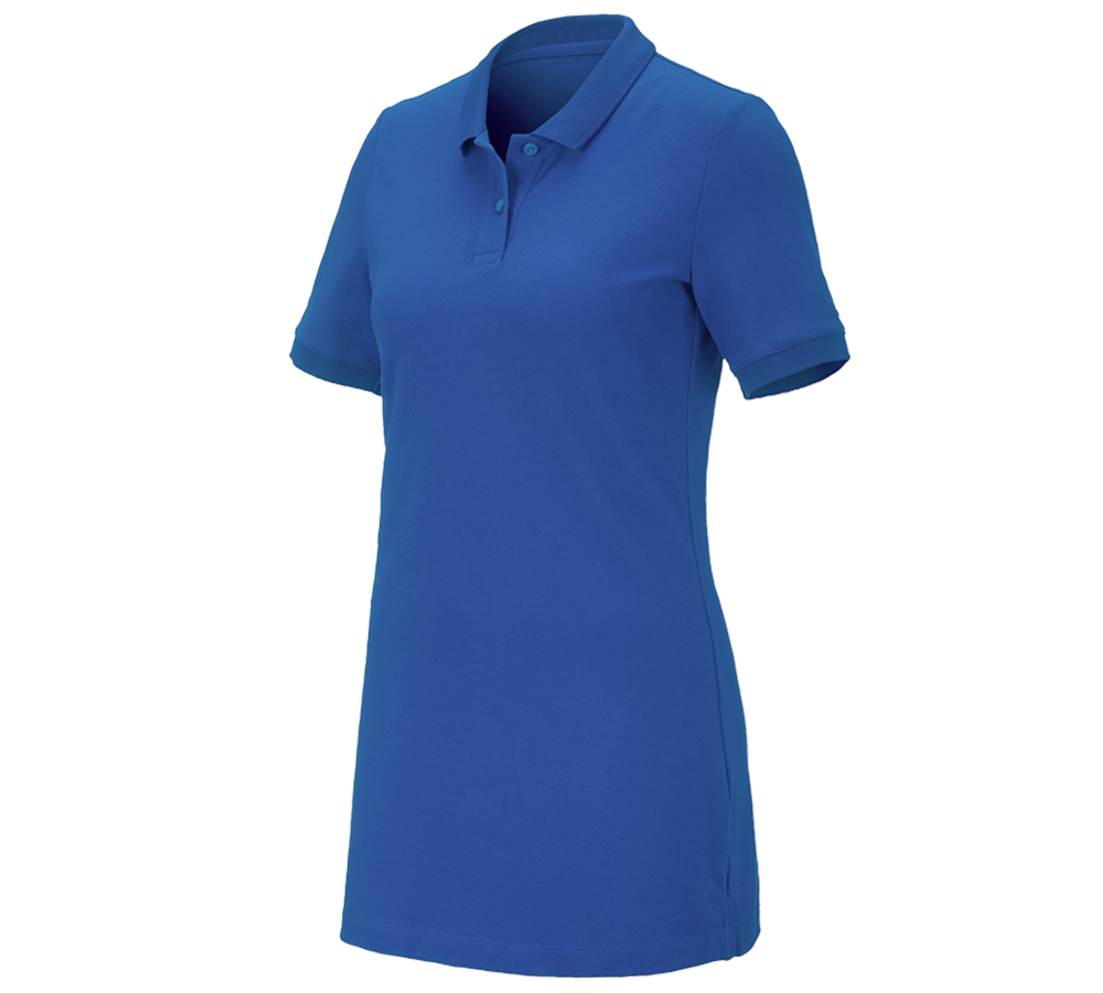 Trička | Svetry | Košile: e.s. Pique-Polo cotton stretch, dámské, long fit + enciánově modrá