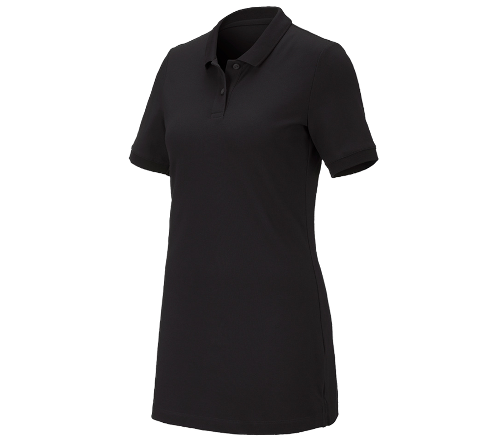 Trička | Svetry | Košile: e.s. Pique-Polo cotton stretch, dámské, long fit + černá