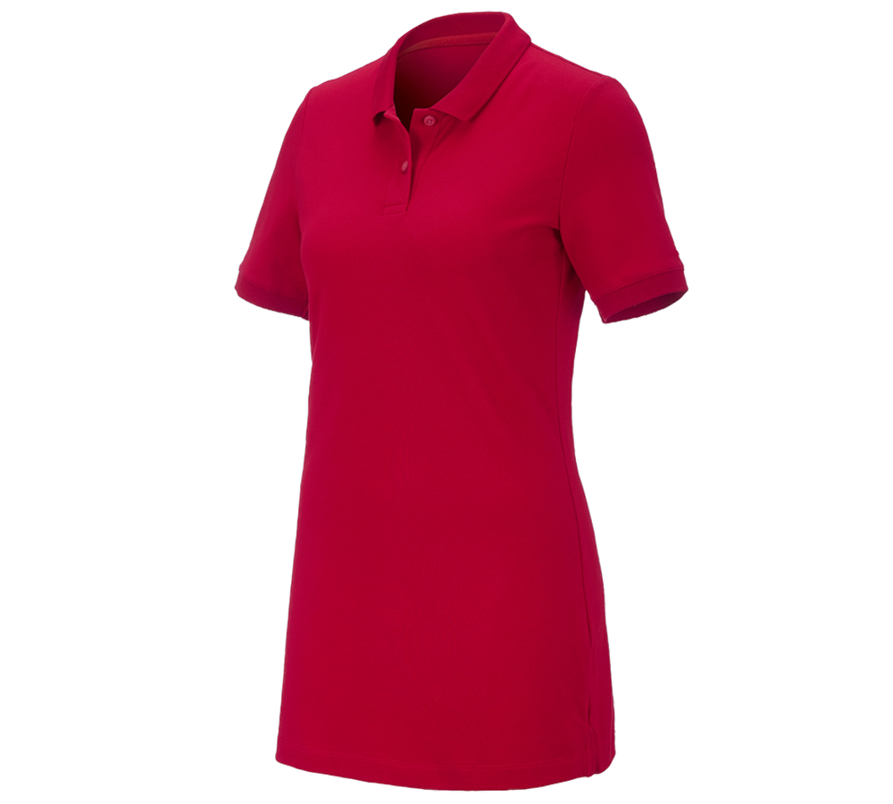 Trička | Svetry | Košile: e.s. Pique-Polo cotton stretch, dámské, long fit + ohnivě červená