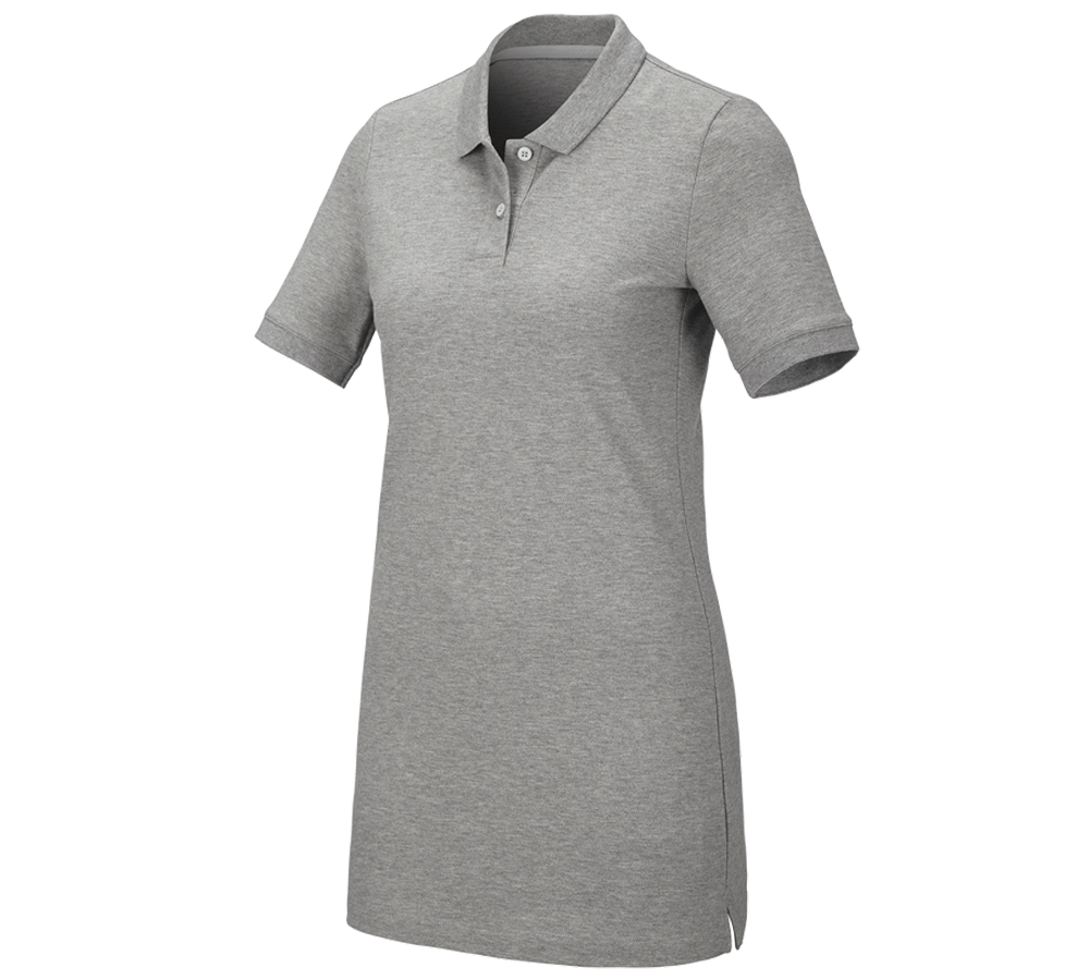 Trička | Svetry | Košile: e.s. Pique-Polo cotton stretch, dámské, long fit + šedý melír