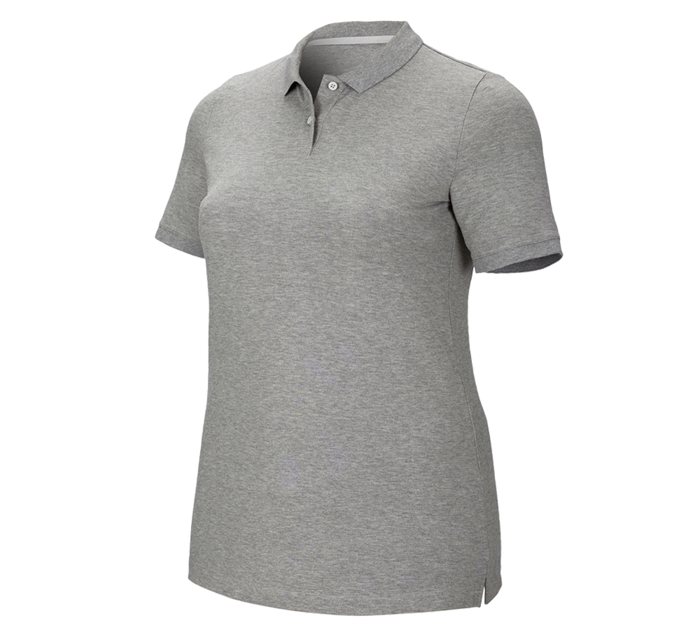 Trička | Svetry | Košile: e.s. Pique-Polo cotton stretch, dámské, plus fit + šedý melír