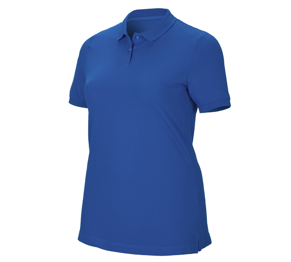 Trička | Svetry | Košile: e.s. Pique-Polo cotton stretch, dámské, plus fit + enciánově modrá