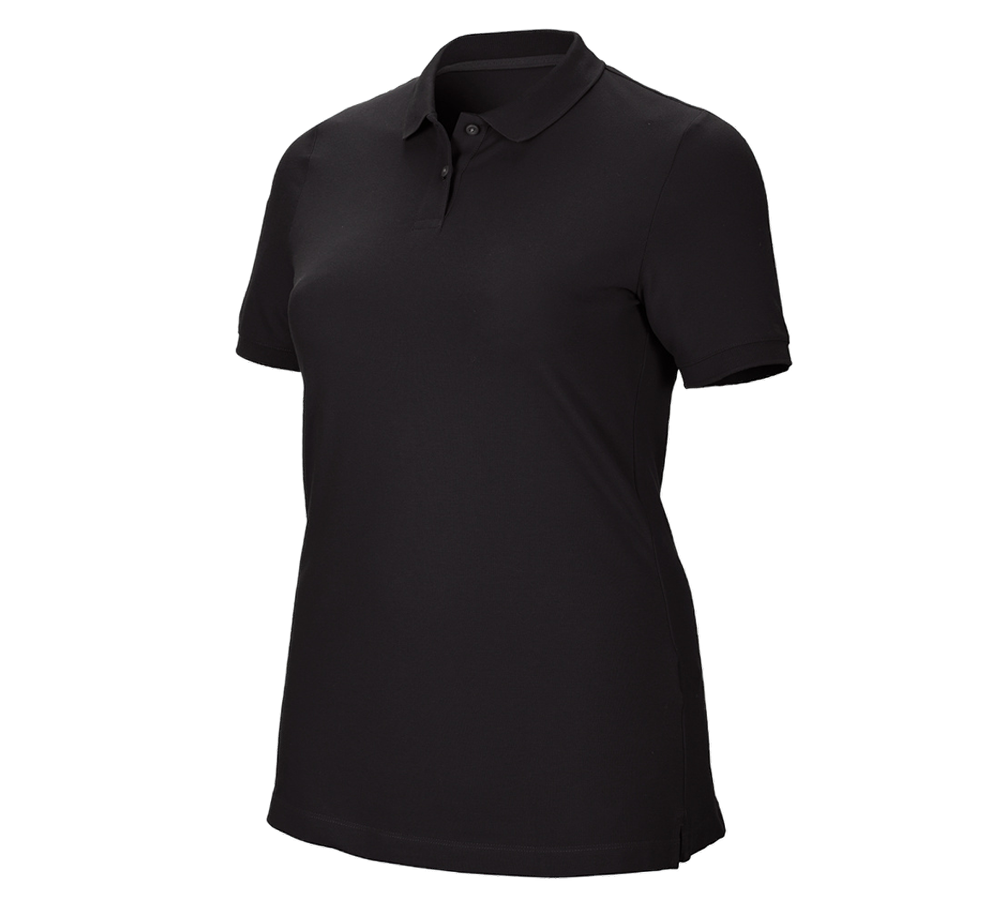 Trička | Svetry | Košile: e.s. Pique-Polo cotton stretch, dámské, plus fit + černá