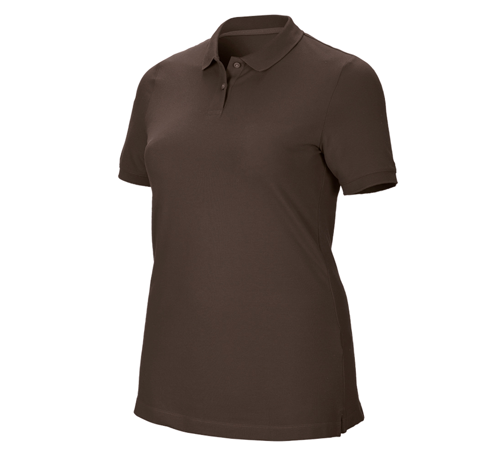 Trička | Svetry | Košile: e.s. Pique-Polo cotton stretch, dámské, plus fit + kaštan