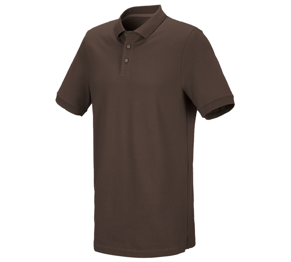 Trička, svetry & košile: e.s. Pique-Polo cotton stretch, long fit + kaštan