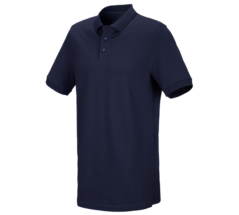 Trička, svetry & košile: e.s. Pique-Polo cotton stretch, long fit + tmavomodrá