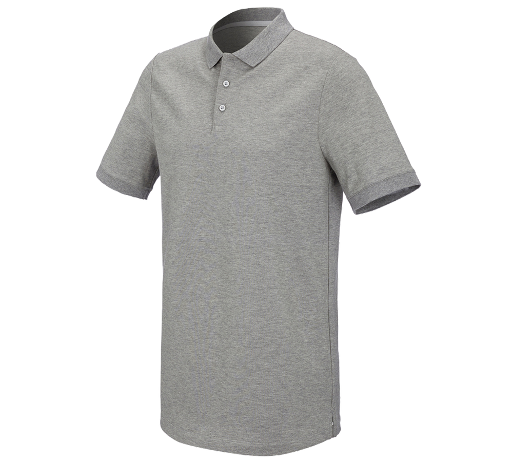 Trička, svetry & košile: e.s. Pique-Polo cotton stretch, long fit + šedý melír