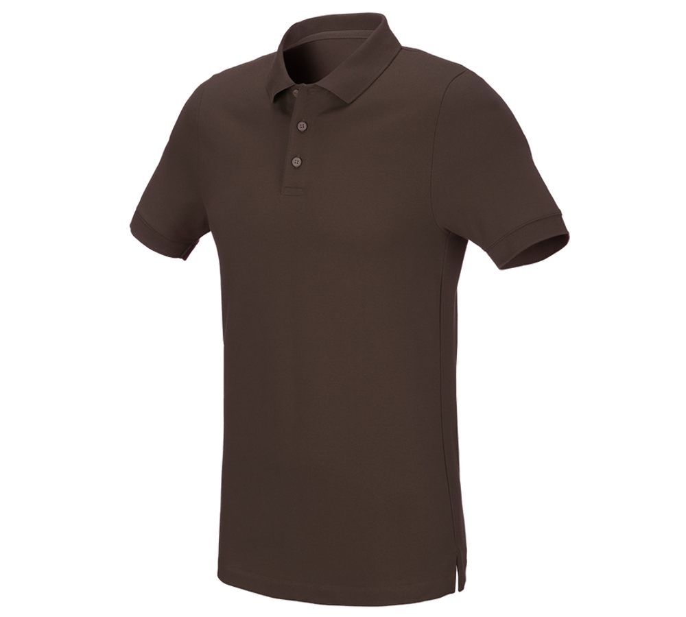 Trička, svetry & košile: e.s. Pique-Polo cotton stretch, slim fit + kaštan