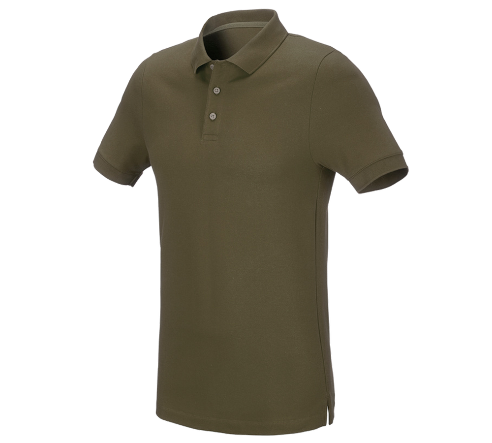 Trička, svetry & košile: e.s. Pique-Polo cotton stretch, slim fit + bahnitá zelená