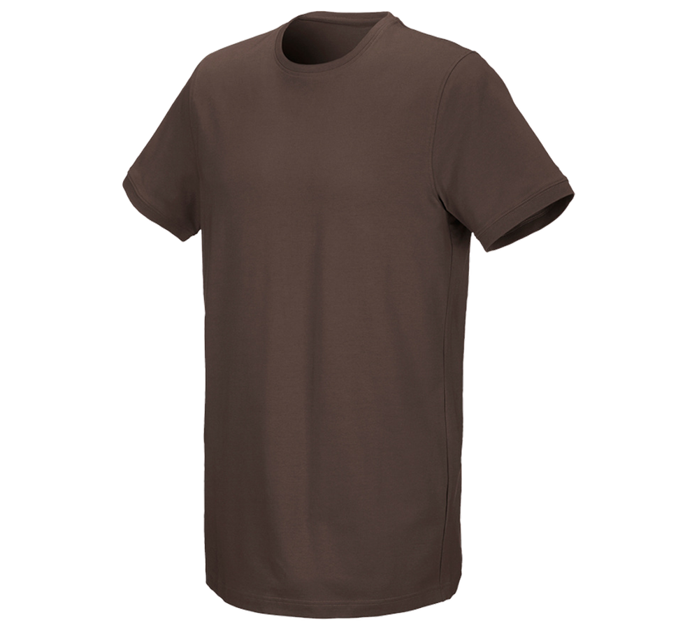 Trička, svetry & košile: e.s. Tričko cotton stretch, long fit + kaštan