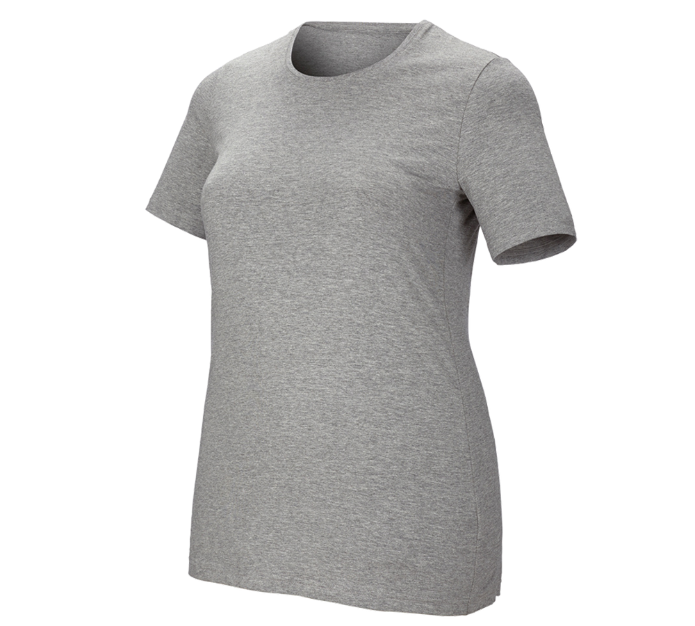 Trička | Svetry | Košile: e.s. Tričko cotton stretch, dámské, plus fit + šedý melír