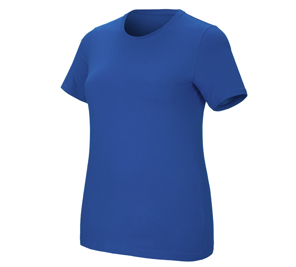 Témata: e.s. Tričko cotton stretch, dámské, plus fit + enciánově modrá