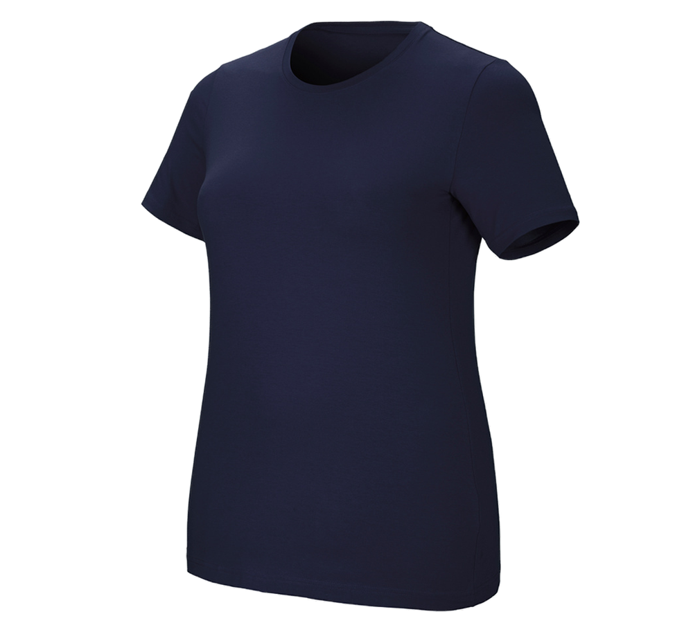 Trička | Svetry | Košile: e.s. Tričko cotton stretch, dámské, plus fit + tmavomodrá