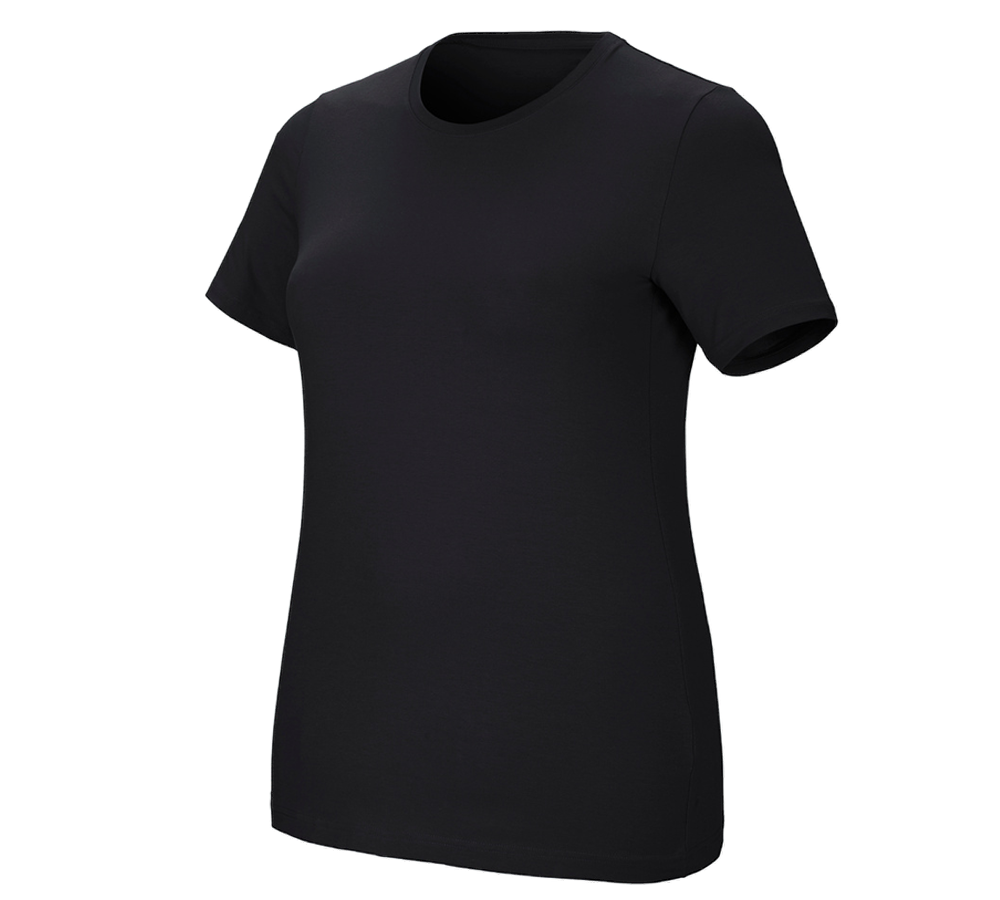 Trička | Svetry | Košile: e.s. Tričko cotton stretch, dámské, plus fit + černá