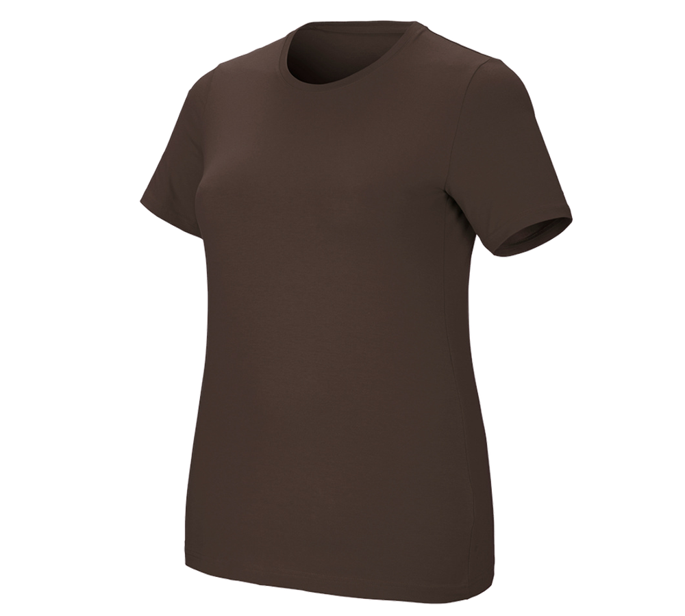 Trička | Svetry | Košile: e.s. Tričko cotton stretch, dámské, plus fit + kaštan