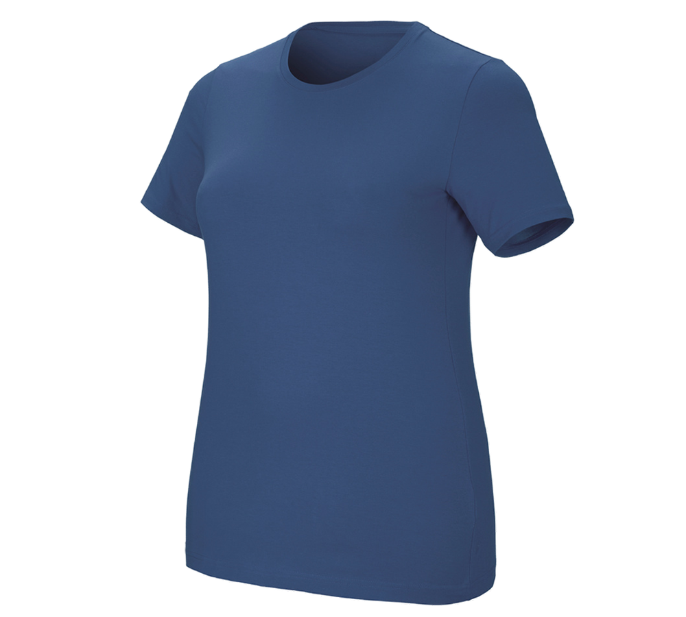 Trička | Svetry | Košile: e.s. Tričko cotton stretch, dámské, plus fit + kobalt