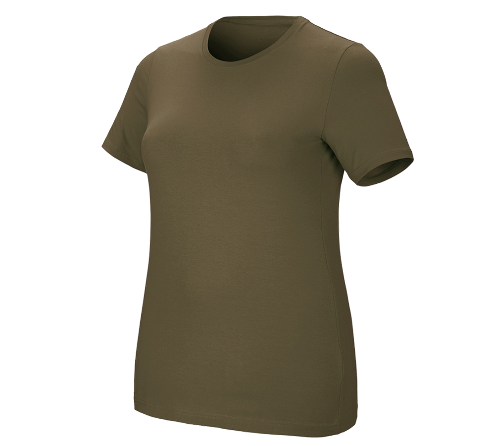 Trička | Svetry | Košile: e.s. Tričko cotton stretch, dámské, plus fit + bahnitá zelená