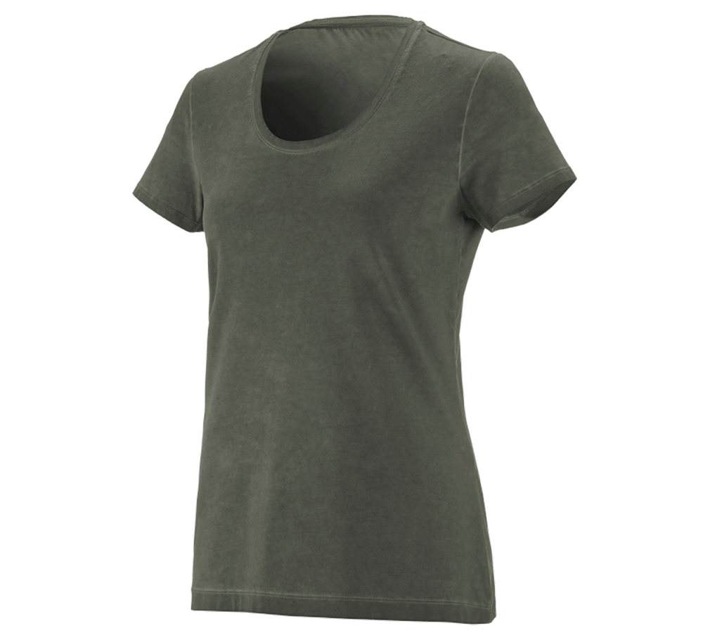 Trička | Svetry | Košile: e.s. Tričko vintage cotton stretch, dámská + maskovací zelená vintage