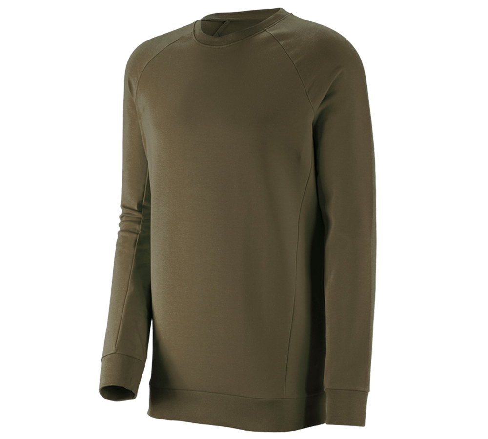 Trička, svetry & košile: e.s. Mikina cotton stretch, long fit + bahnitá zelená