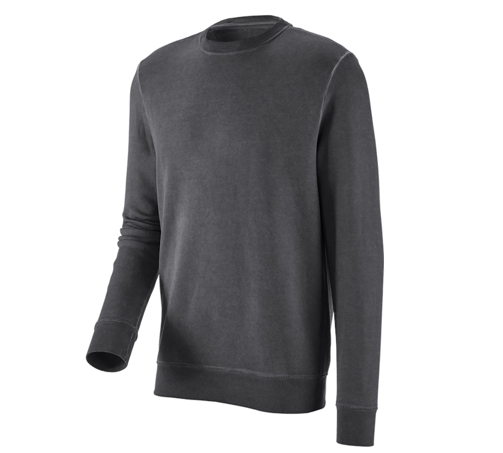 Trička, svetry & košile: e.s. Mikina vintage poly cotton + oxidově černá vintage