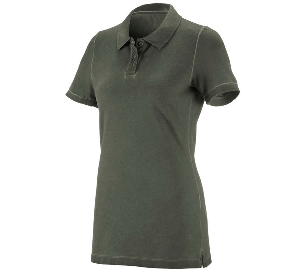 Trička | Svetry | Košile: e.s. Polo-Tričko vintage cotton stretch, dámská + maskovací zelená vintage