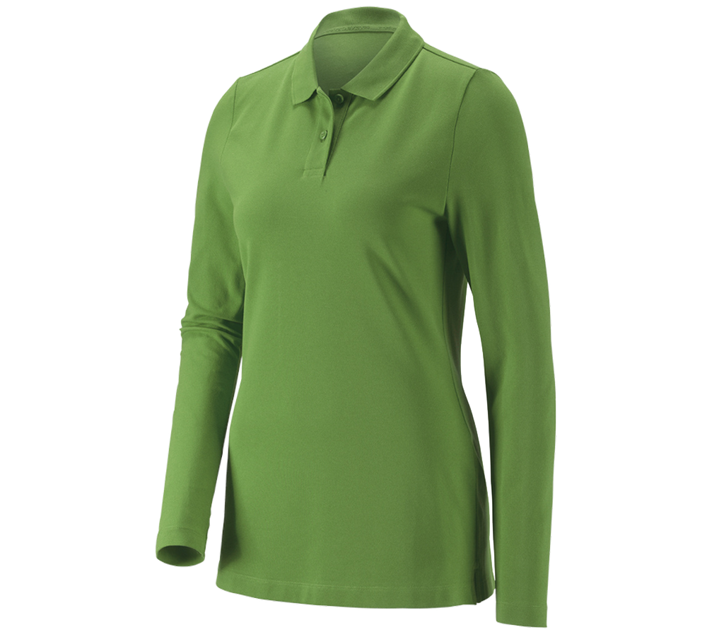 Trička | Svetry | Košile: e.s. Pique-Polo longsleeve cotton stretch,dámská + mořská zelená