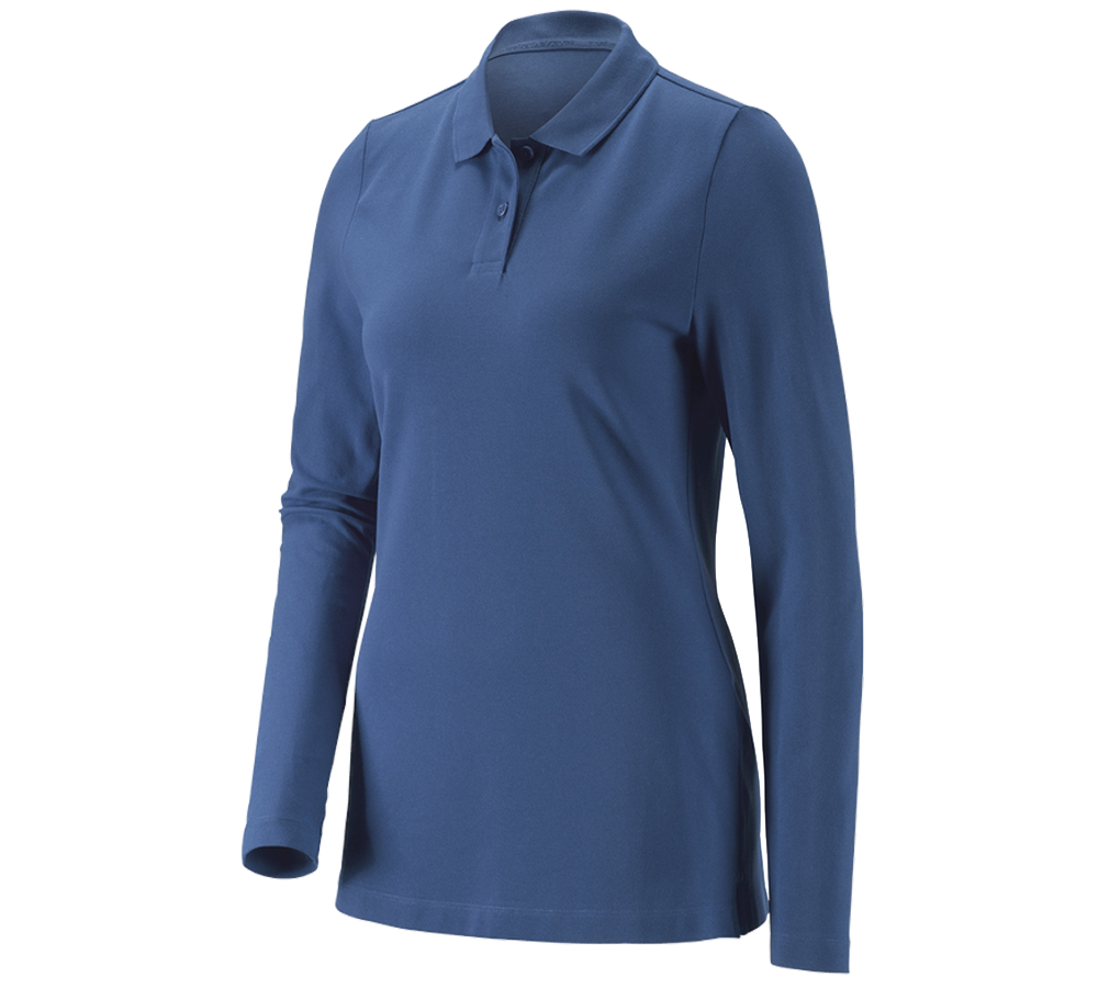 Trička | Svetry | Košile: e.s. Pique-Polo longsleeve cotton stretch,dámská + kobalt