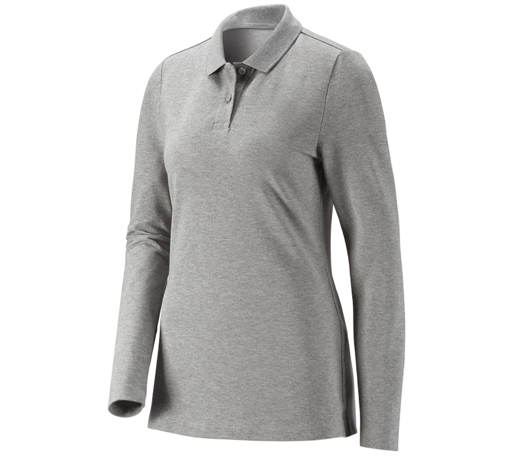 Trička | Svetry | Košile: e.s. Pique-Polo longsleeve cotton stretch,dámská + šedý melír