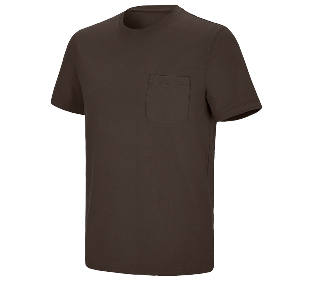 Trička, svetry & košile: Tričko cotton stretch Pocket + kaštan