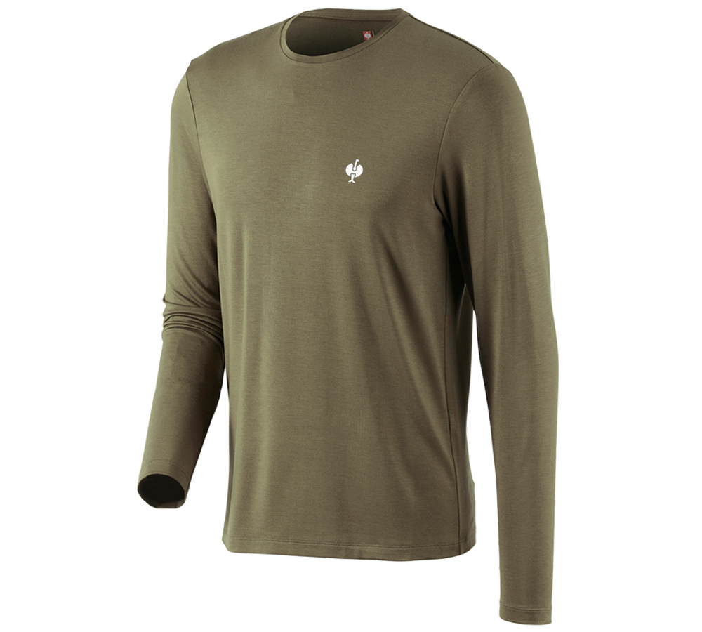 Trička, svetry & košile: Modal-Triko s dlouhým rukávem e.s.concrete + bahnitá zelená
