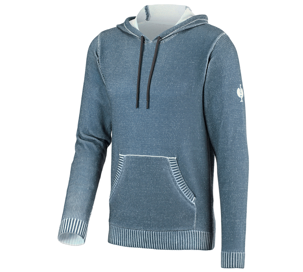 Trička, svetry & košile: Pletený svetr s kapucí e.s.iconic + oxidově modrá