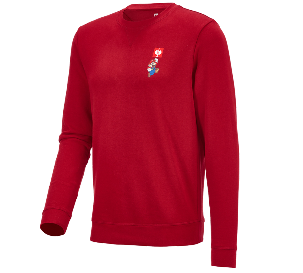 Trička, svetry & košile: Pánská mikina Super Mario + ohnivě červená