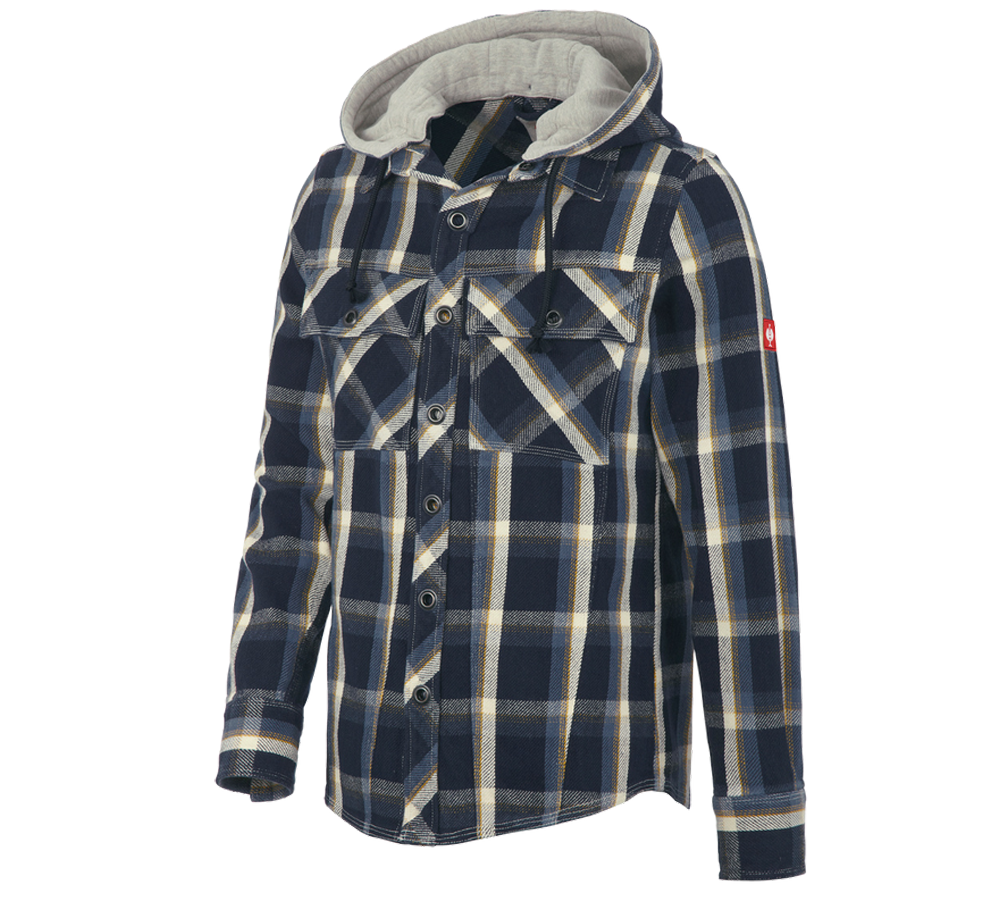 Trička, svetry & košile: Košile s kapucí e.s.roughtough + noční modrá/ocelově modrá/přírodní/pšenice