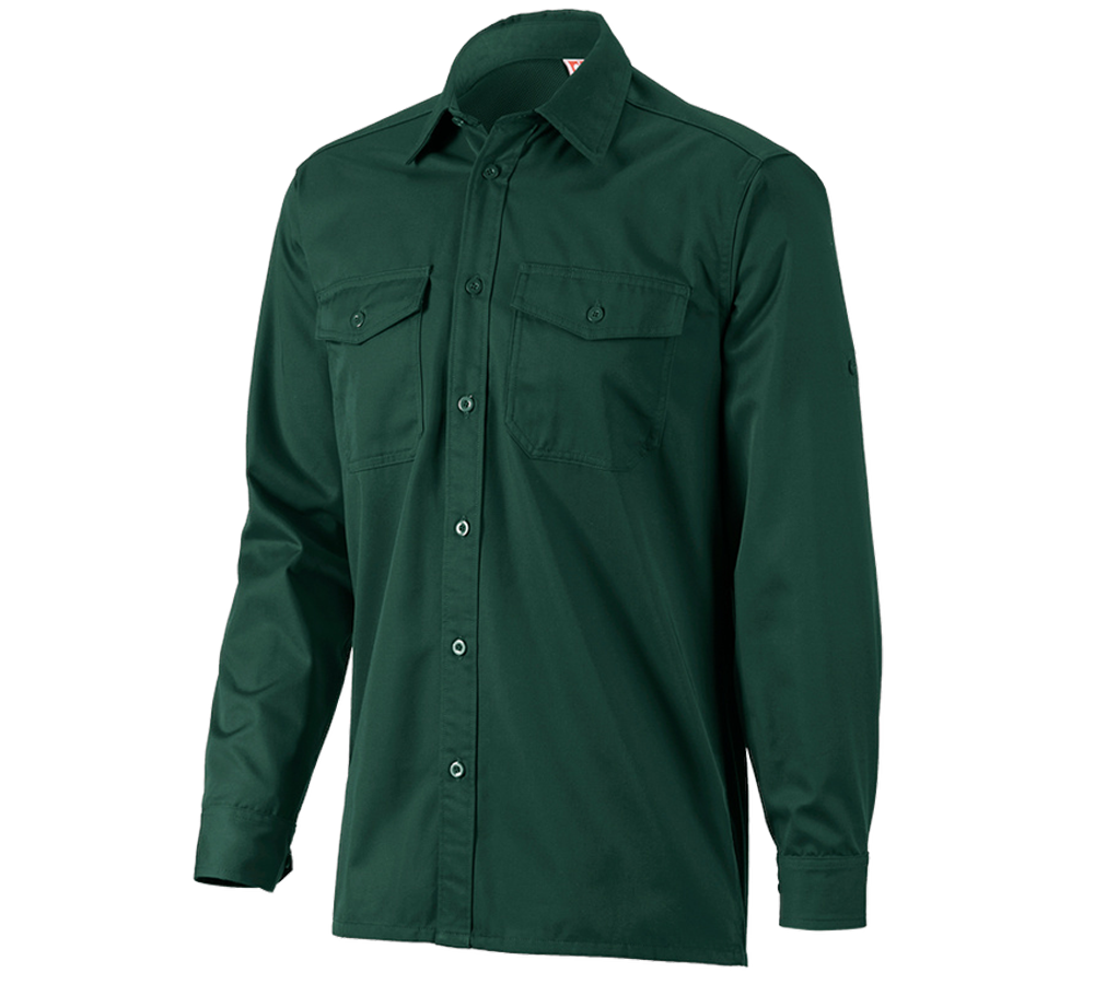Trička, svetry & košile: Pracovní košile e.s.classic, dlouhý rukáv + zelená