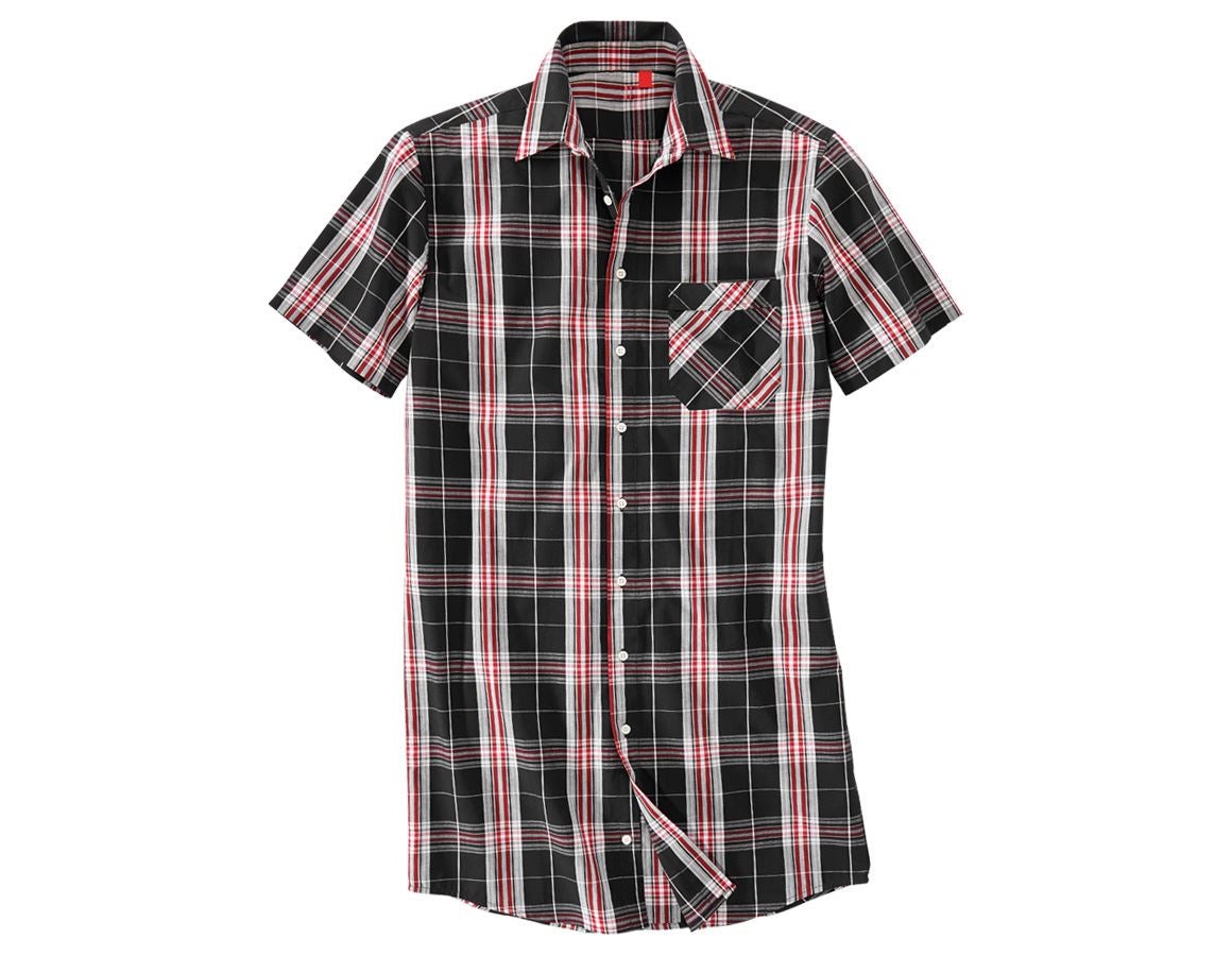 Truhlář / Stolař: Košile s krátkým rukávem Lübeck, extra dlouhá + černá/červená/bílá