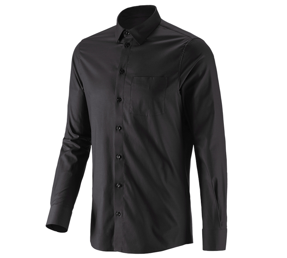 Trička, svetry & košile: e.s. Business košile cotton stretch, slim fit + černá