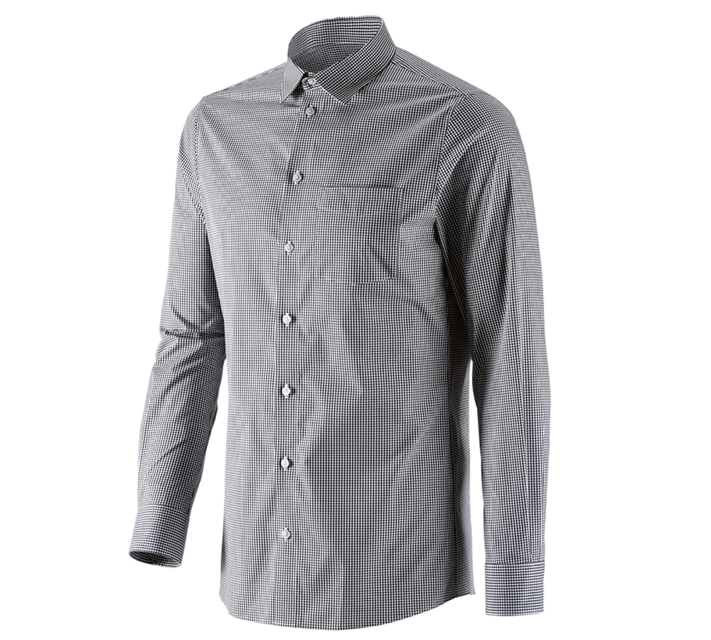 Trička, svetry & košile: e.s. Business košile cotton stretch, slim fit + černá károvaná