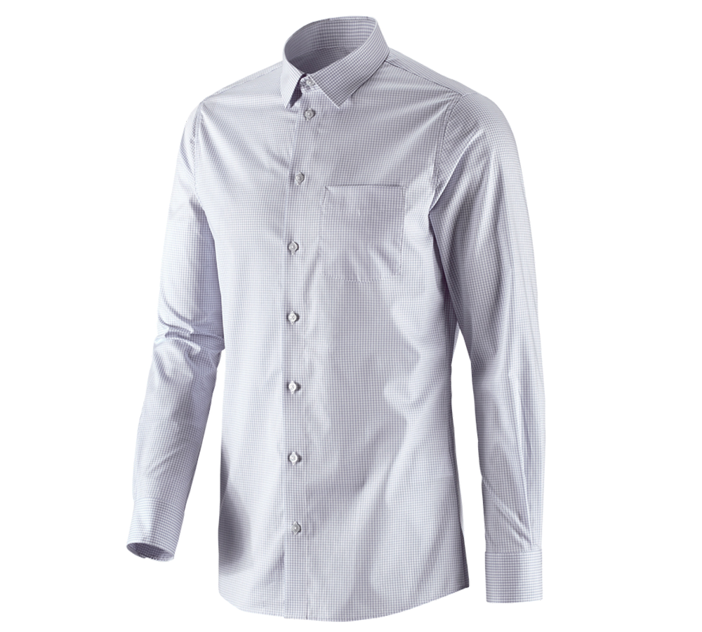 Trička, svetry & košile: e.s. Business košile cotton stretch, slim fit + mlhavě šedá károvaná