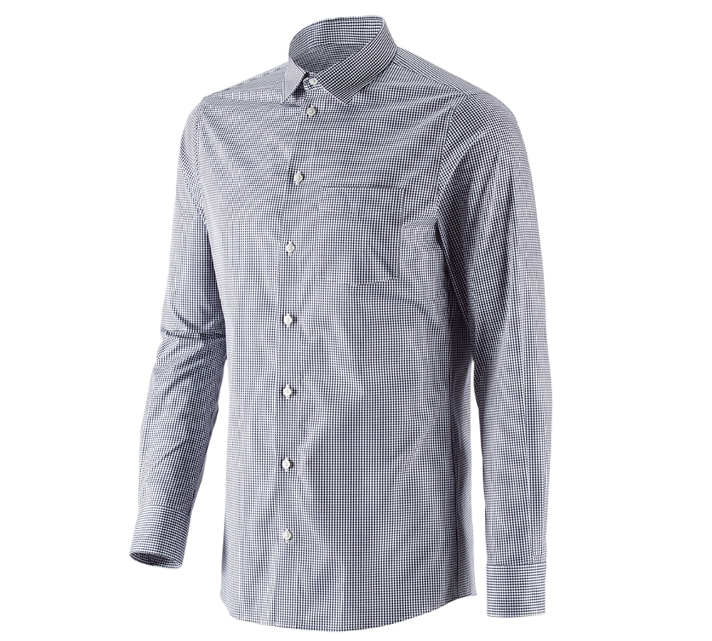 Trička, svetry & košile: e.s. Business košile cotton stretch, slim fit + tmavomodrá károvaná