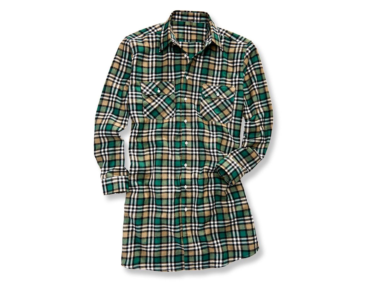 Zahradní / Lesnictví a Zemědělství: Bavlněná košile Bergen, extra dlouhá + zelená/černá/sádra