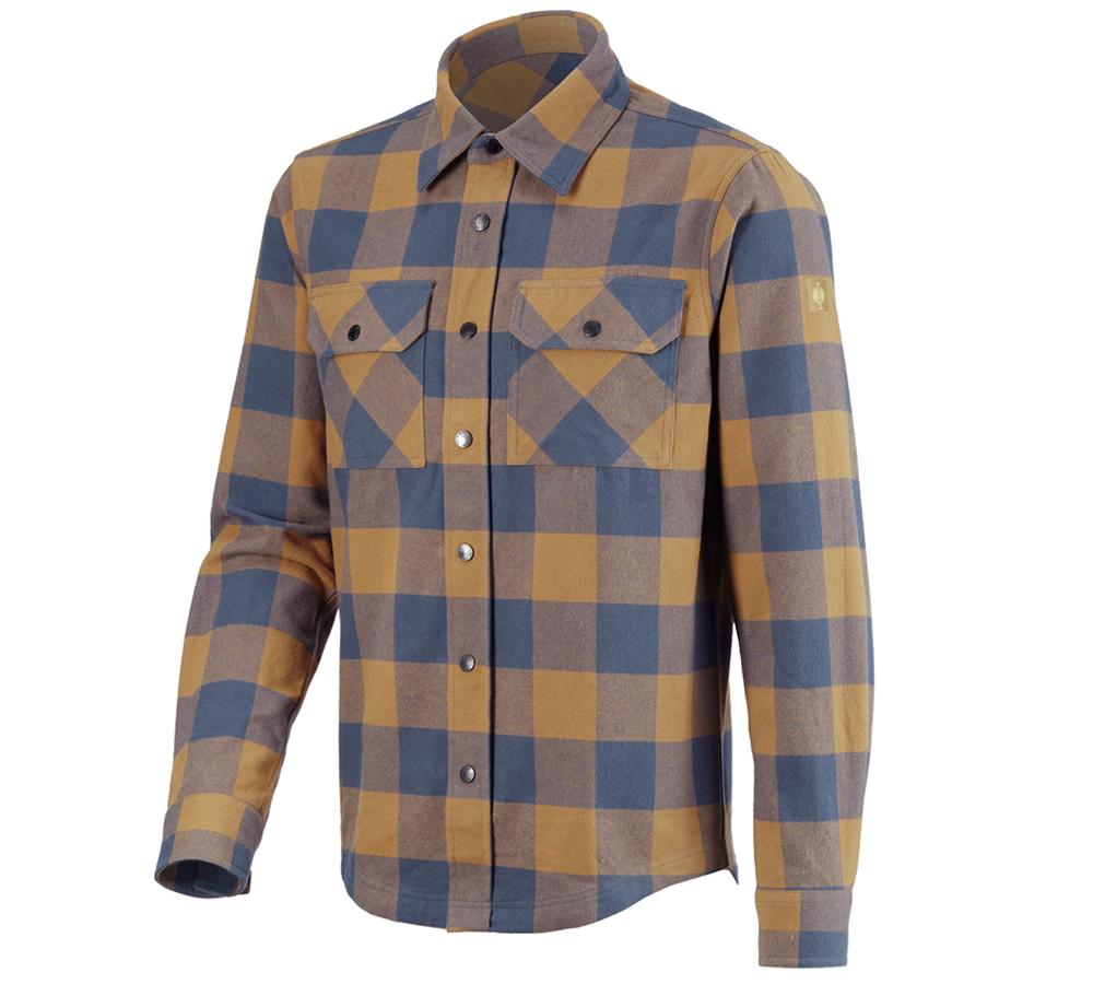 Trička, svetry & košile: Kostkovaná košile e.s.iconic + mandlově hnědá/oxidově modrá