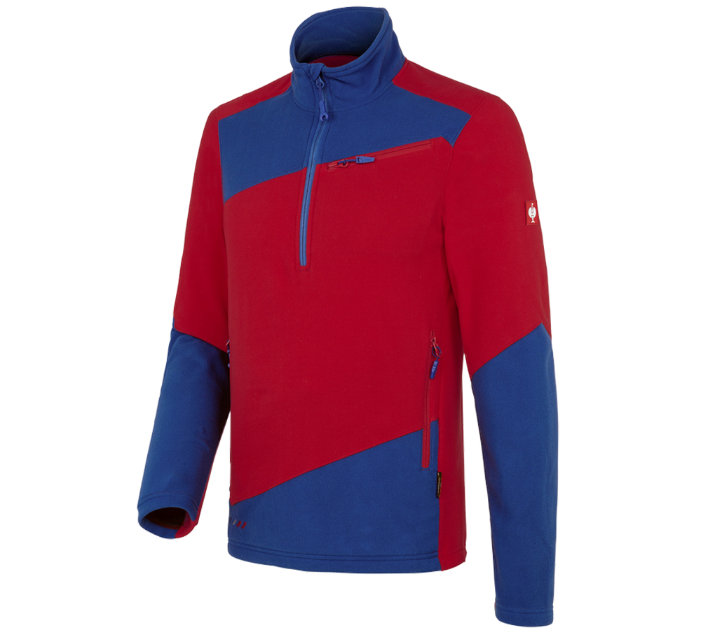 Trička, svetry & košile: Fleecový troyer e.s.motion 2020 + ohnivě červená/modrá chrpa