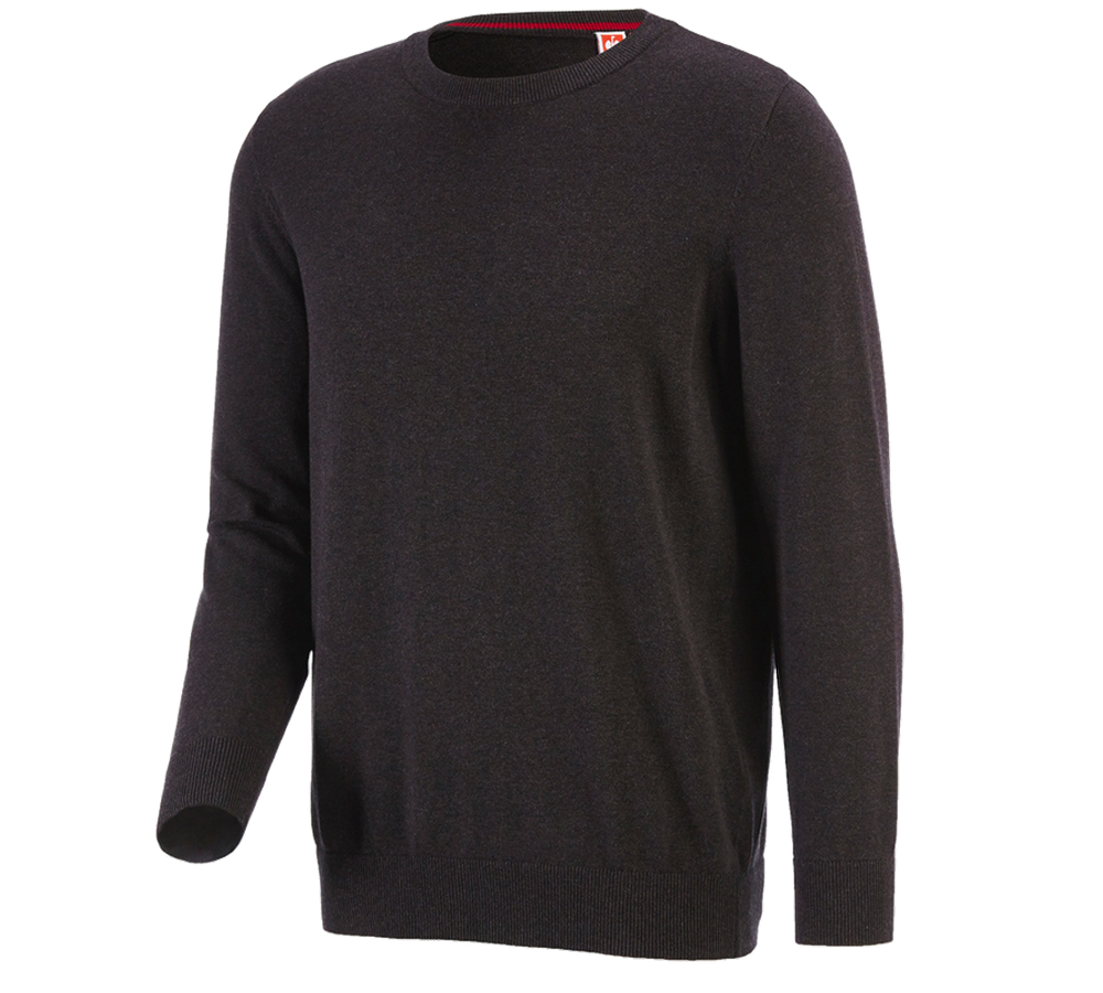 Trička, svetry & košile: e.s. Pletený svetr, kulatý výstřih + hnědá melanž