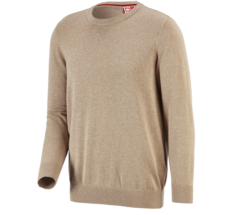 Truhlář / Stolař: e.s. Pletený svetr, kulatý výstřih + khaki melanž
