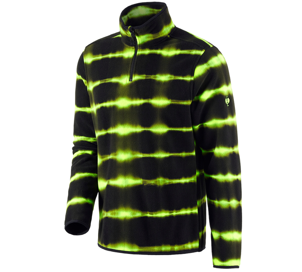 Trička, svetry & košile: Fleecový troyer tie-dye e.s.motion ten + černá/výstražná žlutá