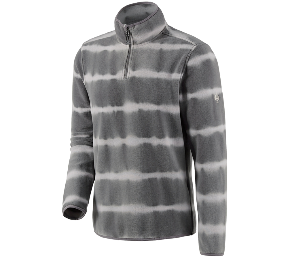 Trička, svetry & košile: Fleecový troyer tie-dye e.s.motion ten + granitová/opálově šedá
