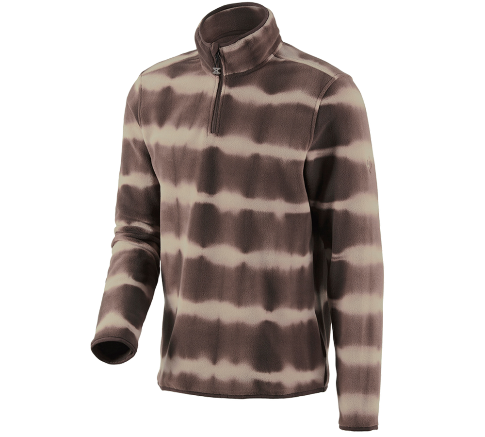 Trička, svetry & košile: Fleecový troyer tie-dye e.s.motion ten + kaštan/pekanová hnědá