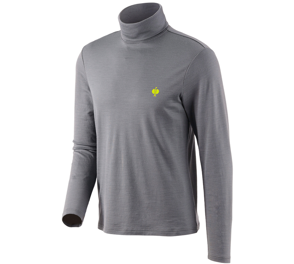 Trička, svetry & košile: Triko s rolákem Merino e.s.trail + čedičově šedá/acidově žlutá