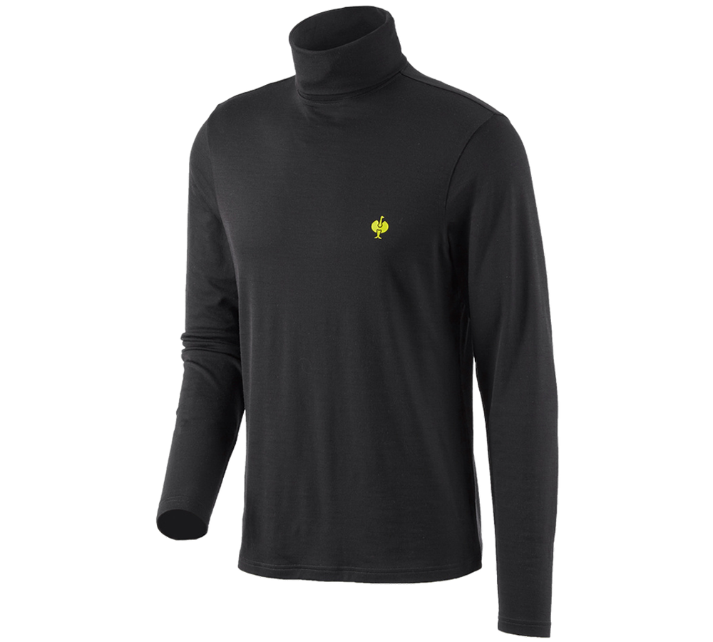 Trička, svetry & košile: Triko s rolákem Merino e.s.trail + černá/acidově žlutá
